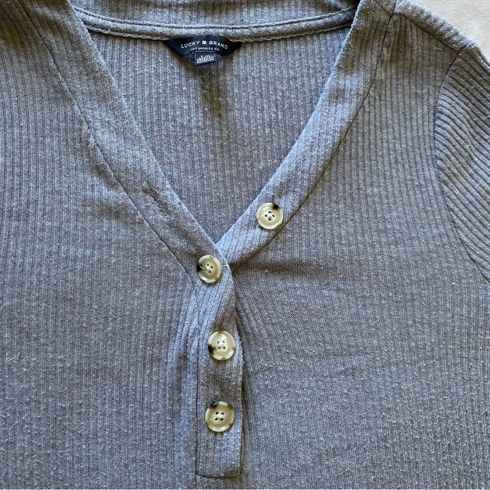 Long Sleeve Ribbed Henley - Picture 2 of 4